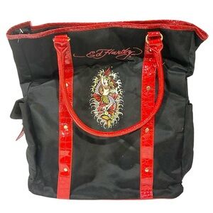 Ed Hardy Black and Red Tote Bag